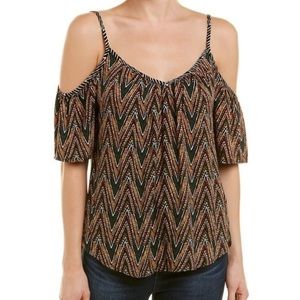Anthropologie Chevron Cold Shoulder Top